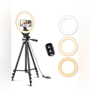 Sensyne 10'' Ring Light w/ 50'' Tripod Stand, LED Circle Lights w/Phone Holder